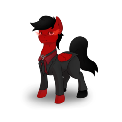 Size: 2000x2000 | Tagged: safe, artist:foxyghost, oc, oc only, oc:kervin, pegasus, pony, 2019 community collab, derpibooru community collaboration, alicorn amulet, high res, male, pegasus oc, red and black oc, simple background, solo, stallion, transparent background