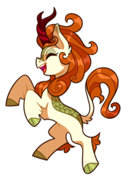 Size: 1791x2474 | Tagged: safe, artist:bigmoon206, autumn blaze, kirin, g4, sounds of silence, awwtumn blaze, cloven hooves, colored hooves, cute, eyes closed, female, happy, mare, open mouth, rearing, simple background, smiling, solo, transparent background
