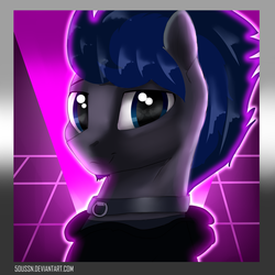 Size: 2000x2000 | Tagged: safe, artist:endelthepegasus, oc, oc only, oc:starfall spark, pony, beard, bust, clothes, collar, facial hair, high res, hoodie, looking at you, male, solo