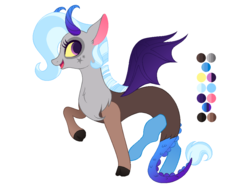 Size: 1024x768 | Tagged: safe, artist:beach-city-mystery-girl, oc, oc only, draconequus, hybrid, interspecies offspring, offspring, parent:discord, parent:trixie, parents:trixcord, solo