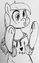 Size: 2235x3548 | Tagged: safe, artist:tacodeltaco, derpy hooves, pony, g4, :p, high res, silly, sketch, sweatshirt, tongue out, traditional art