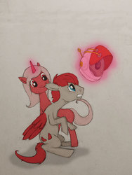 Size: 600x800 | Tagged: artist needed, safe, oc, oc:cherry sundae, oc:crimson wings, pony, fallout equestria, fallout equestria: broken bonds, fanfic art, non canon