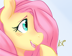 Size: 1072x832 | Tagged: safe, artist:mlpfwb, fluttershy, pegasus, pony, g4, bust, female, hoof on chin, mare, portrait, solo