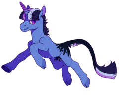 Size: 620x480 | Tagged: safe, artist:atlantropa, oc, oc only, pony, unicorn, cloven hooves, long tail, multicolored hair, simple background, smiling, solo, transparent background