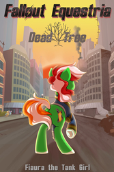 Size: 1440x2160 | Tagged: safe, artist:lostinthetrees, oc, oc only, oc:wandering sunrise, pony, fallout equestria, fallout equestria: dead tree, apocalypse, background pony, book, book cover, building, clothes, cover, cutie mark, dead tree, destruction, fallout, fiaura, foe yay, jumpsuit, past and present, pipbuck, publish, rubble, solo, stable-tec, standing, street, tabletop game, text, the tank girl, tree, two toned mane, two toned tail, vault suit, wandering sunrise, wasteland