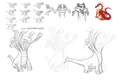 Size: 1000x661 | Tagged: safe, basil, dragon, hydra, g4, concept art, multiple heads, simple background, white background