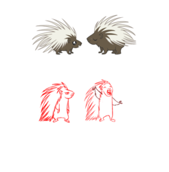 Size: 1000x1015 | Tagged: safe, porcupine, animal, concept art, redscale, simple background, white background