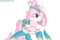 Size: 1280x853 | Tagged: safe, artist:dookin, oc, oc only, oc:sylphie, bat pony, pony, bat pony oc, blushing, bow, clothes, collar, ear fluff, female, frilly socks, headdress, heart eyes, looking at you, mare, profile, raised hoof, simple background, smiling, socks, solo, tail bow, thigh highs, transparent background, wingding eyes