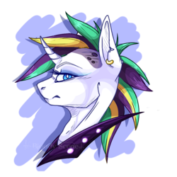 Size: 768x768 | Tagged: safe, artist:0bloodyscene, rarity, pony, unicorn, g4, alternate hairstyle, female, looking at you, mare, punk, raripunk, simple background, solo, torn ear, transparent background