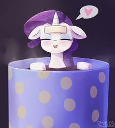 Size: 1100x1217 | Tagged: safe, artist:tcn1205, rarity, pony, unicorn, g4, cup, cup of pony, cute, female, food, heart, mare, marshmallow, micro, pictogram, raribetes, rarity is a marshmallow, solo