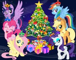 Size: 1832x1443 | Tagged: safe, artist:creaciones-jean, artist:luckreza8, artist:user15432, applejack, fluttershy, pinkie pie, rainbow dash, rarity, twilight sparkle, alicorn, earth pony, pegasus, pony, unicorn, g4, my little pony best gift ever, candy, candy cane, cardboard twilight, christmas, christmas gift, christmas lights, christmas ornament, christmas ornaments, christmas ponies, christmas presents, christmas star, christmas tree, crown, decoration, female, food, happy holidays, hasbro, hasbro studios, holiday, jewelry, lights, mane six, merry christmas, present, regalia, royal stickers, stars, stock vector, toy, tree, twilight sparkle (alicorn)