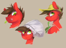 Size: 1280x942 | Tagged: safe, artist:tangomangoes, oc, oc only, earth pony, pony, bust, chef's hat, drinking, hat, straw in mouth