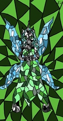 Size: 426x812 | Tagged: safe, artist:snow quill, queen chrysalis, changeling, changeling queen, anthro, unguligrade anthro, g4, abstract background, female, hands together