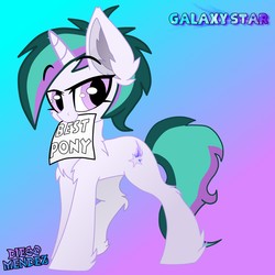 Size: 2648x2648 | Tagged: safe, artist:diego404, artist:kaleido-art, oc, oc only, oc:galaxystar, pony, unicorn, female, gradient background, high res, looking at you, mare, mouth hold, solo, trace