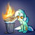 Size: 1024x1024 | Tagged: safe, artist:witchtaunter, edit, lyra heartstrings, pony, g4, background pony, book, book burning, burn, burning, ear fluff, fahrenheit 451, female, fire, irony, ray bradbury, solo, trash can