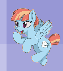 Size: 800x906 | Tagged: safe, artist:treekickerdraws, windy whistles, pegasus, pony, g4, abstract background, female, flying, freckles, mare, open mouth, smiling, solo