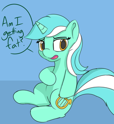 Size: 800x870 | Tagged: safe, artist:treekickerdraws, lyra heartstrings, pony, unicorn, g4, abstract background, female, mare, open mouth, question, sitting, solo, speech