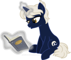 Size: 3349x2810 | Tagged: safe, artist:aeonkrow, oc, oc only, oc:nightowl, pony, unicorn, book, female, high res, levitation, magic, mare, reading, show accurate, simple background, sitting, solo, telekinesis, transparent background, vector
