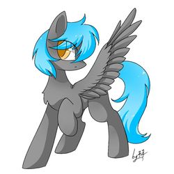 Size: 882x882 | Tagged: artist needed, safe, oc, oc only, oc:lh12, pegasus, pony, cool, looking at you, looking back, looking back at you, male, signature, simple background, solo, wings