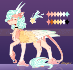 Size: 1200x1150 | Tagged: safe, artist:kseniyart, oc, oc only, oc:comet tune, pegasus, pony, colored wings, female, horns, mare, multicolored wings, reference sheet, solo, unshorn fetlocks