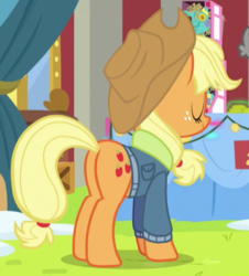 Size: 402x445 | Tagged: safe, screencap, applejack, earth pony, pony, g4, my little pony best gift ever, butt, cropped, plot