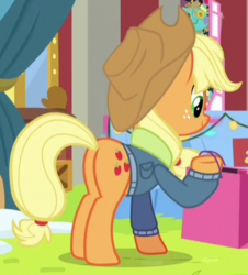 Size: 399x441 | Tagged: safe, screencap, applejack, earth pony, pony, g4, my little pony best gift ever, butt, cropped, plot