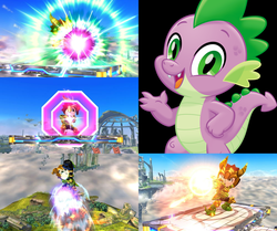 Size: 1000x837 | Tagged: safe, artist:alphamonouryuuken, spike, dragon, pony, g4, my little pony: the movie, male, mii, mii fighters, mii gunner, simple background, smiling, solo, super smash bros., super smash bros. 4, super smash bros. ultimate