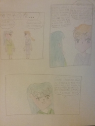 Size: 1944x2592 | Tagged: safe, artist:jerryakira79, mistmane, sable spirit, human, g4, comic, female, humanized, manga, panel, traditional art, young, young mistmane, young sable spirit, younger