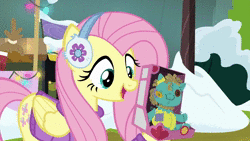 Size: 1920x1080 | Tagged: safe, edit, edited screencap, screencap, sound edit, fluttershy, holly the hearths warmer doll, cyberman, pony, g4, my little pony best gift ever, animated, doctor who, female, i love being an expensive toy, meme, solo, sound, tomb of the cybermen, toy, webm