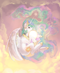 Size: 1159x1404 | Tagged: safe, artist:mequiloano, princess celestia, alicorn, pony, g4, female, mare, solo, sun, tangible heavenly object