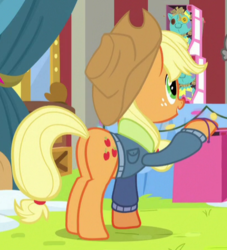 Size: 407x448 | Tagged: safe, screencap, applejack, earth pony, pony, g4, my little pony best gift ever, butt, cropped, plot