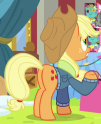 Size: 361x445 | Tagged: safe, screencap, applejack, earth pony, pony, g4, my little pony best gift ever, butt, cropped, plot