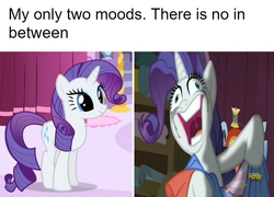Size: 1000x720 | Tagged: safe, edit, edited screencap, screencap, rarity, pony, a dog and pony show, fame and misfortune, g4, caption, crying, faic, female, image macro, insanity, meme, mood swing, mood whiplash, solo, text, why i'm creating a gown darling