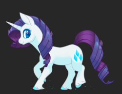 Size: 900x700 | Tagged: safe, artist:janegumball, rarity, pony, unicorn, g4, black background, colored hooves, female, leg fluff, looking back, mare, simple background, solo, unshorn fetlocks