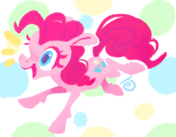 Size: 905x705 | Tagged: safe, artist:janegumball, pinkie pie, earth pony, pony, g4, abstract background, colored eyelashes, cutout, doodle, female, happy, leaping, lineless, mare, open mouth, smiling, solo, thrilled