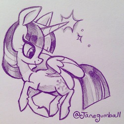 Size: 2448x2448 | Tagged: safe, artist:janegumball, twilight sparkle, alicorn, pony, g4, female, high res, magic, mare, sketch, solo, traditional art, twilight sparkle (alicorn)