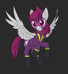 Size: 1543x1667 | Tagged: safe, artist:lunebat, oc, oc:grey sky, pegasus, pony, clothes, costume, flight suit, goggles, shadowbolts, shadowbolts costume