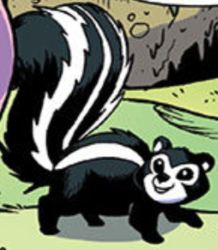 Size: 254x291 | Tagged: safe, artist:pencils, idw, skunk, g4, spoiler:comic, spoiler:comic73, animal, cropped, cute, grass, smiling