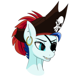 Size: 1500x1500 | Tagged: safe, artist:up1ter, oc, oc only, earth pony, pony, bust, ear piercing, earring, eyepatch, hat, jewelry, piercing, pirate, pirate hat, portrait, simple background, solo, transparent background
