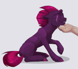 Size: 680x605 | Tagged: safe, artist:silfoe, artist:szafir87, fizzlepop berrytwist, tempest shadow, human, pony, g4, animated, behaving like a dog, broken horn, chin scratch, cute, female, gif, hand, hnnng, horn, mare, petting, silfoe is trying to murder us, simple background, sweet dreams fuel, tempestbetes, weapons-grade cute