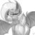 Size: 2048x2048 | Tagged: safe, artist:cherrymocaccino, artist:zuko42, oc, oc only, oc:cherry mocaccino, bat, bat deer, deer, deer pony, original species, pony, butt, dock, fluffy, heart butt, high res, looking at you, monochrome, plot, sketch, tail