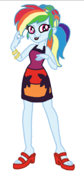 Size: 488x996 | Tagged: safe, artist:smurfettyblue, derpibooru exclusive, rainbow dash, equestria girls, equestria girls specials, g4, my little pony equestria girls: better together, my little pony equestria girls: spring breakdown, :p, clothes, dress, female, sandals, simple background, solo, tongue out, trace