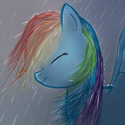 Size: 750x750 | Tagged: safe, artist:13light, rainbow dash, pegasus, pony, g4, eyes closed, female, mare, rain, solo