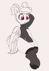Size: 1280x1867 | Tagged: safe, artist:pabbley, rainbow dash, pony, g4, 30 minute art challenge, choker, clothes, female, goth, mare, pigtails, simple background, socks, solo, spiked choker, thigh highs