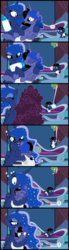 Size: 4096x14750 | Tagged: safe, artist:evilfrenzy, princess luna, oc, oc:cruithne, oc:frenzy, alicorn, chameleon, lizard, pony, g4, absurd resolution, age regression, alicorn oc, baby, baby bottle, baby pony, bottle, comic, crying, cup, diaper, diaper fetish, feeding, fetish, fruna, milk, offspring, parent:oc:frenzy, parent:princess luna, parents:canon x oc, parents:fruna, sippy cup, spilled, starry eyes, wingding eyes