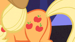 Size: 700x394 | Tagged: safe, edit, edited screencap, screencap, applejack, pinkie pie, pony, g4, shadow play, animated, applebutt, butt, butt touch, butthug, duo, faceful of ass, female, gif, hug, out of context, pinkie hugging applejack's butt, plot, slow motion, slowed down, squishy