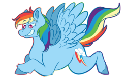 Size: 1494x910 | Tagged: safe, artist:the-martianfoxarts, rainbow dash, pegasus, pony, g4, female, grin, mare, raised eyebrow, simple background, smiling, solo, spread wings, transparent background, wings