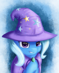 Size: 1612x1972 | Tagged: safe, artist:qbellas, trixie, pony, unicorn, g4, cape, clothes, hat, solo