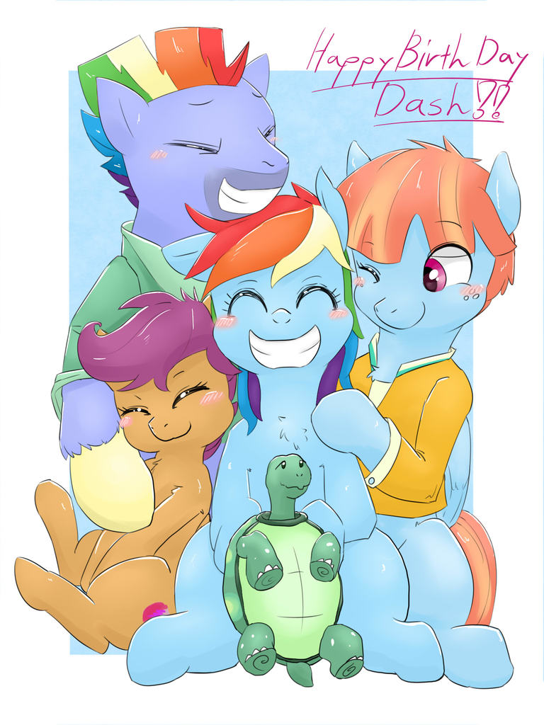 Safe Artist Gamijack Bow Hothoof Rainbow Dash Scootaloo