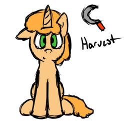 Size: 822x813 | Tagged: safe, artist:file, oc, oc only, oc:harvest, pony, cyoa, sickle, simple background, solo, white background